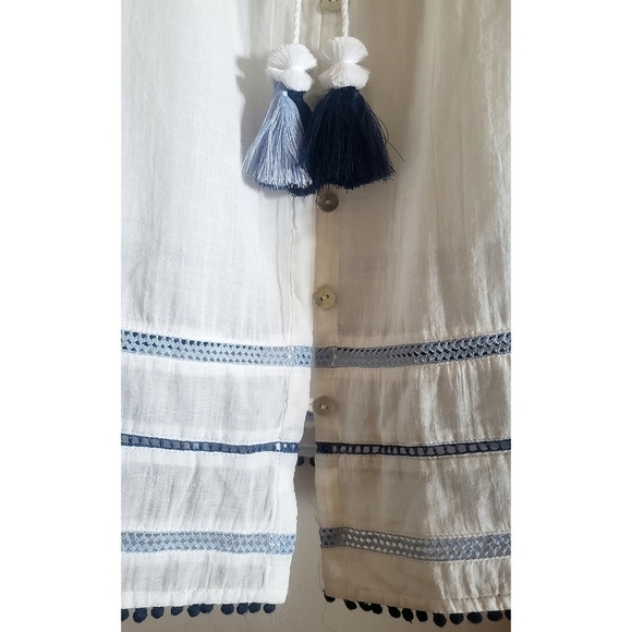 J. Jill Top White XS Peasant Bohemian Gypsy Mother of Pearl Buttoned Pullover - Picture 10 of 14